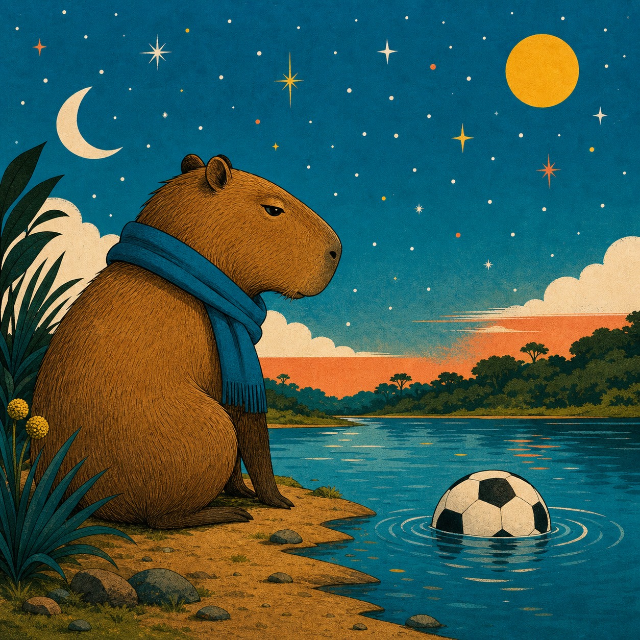 Ilustração: A Capivara de Rebaixamento Celeste
